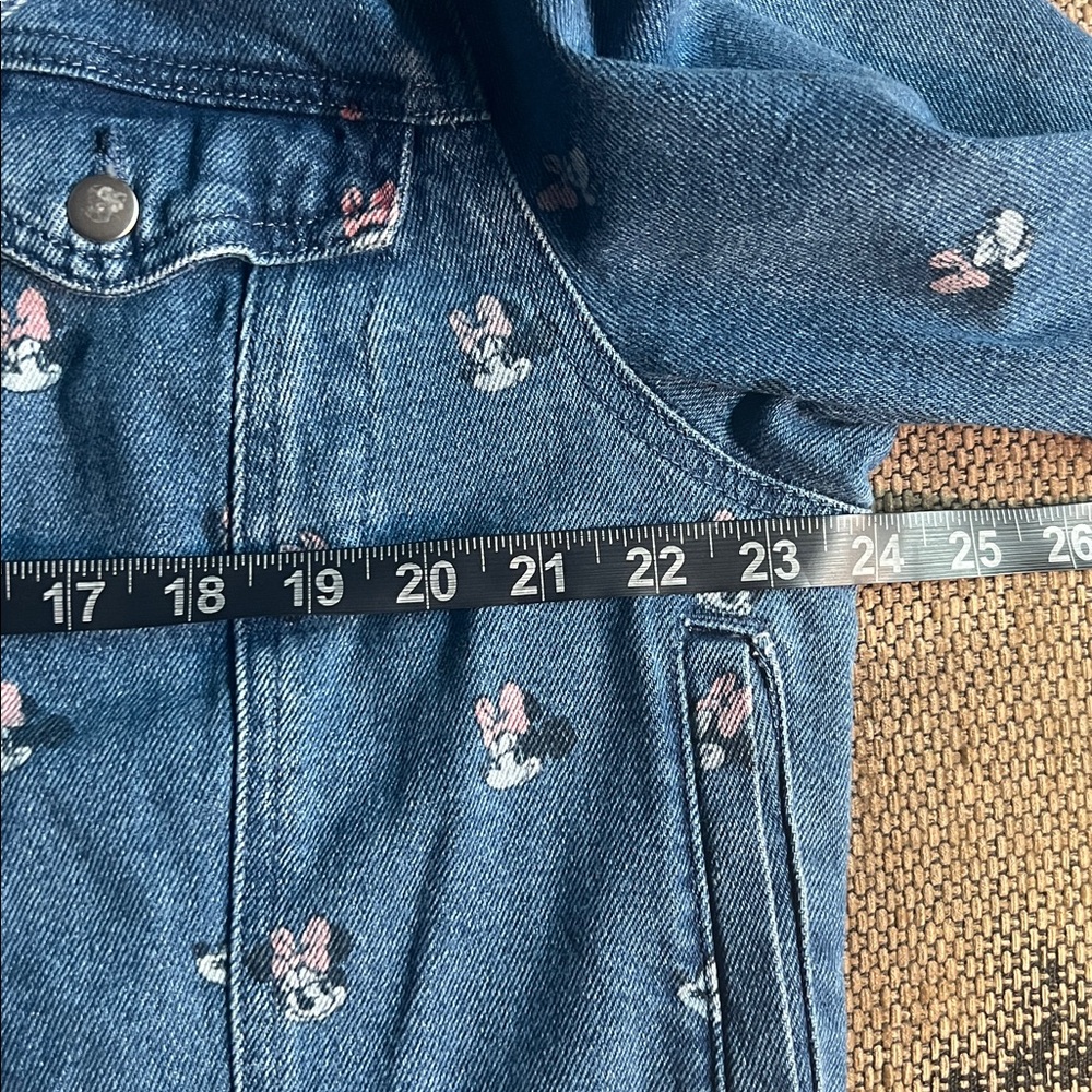 Disney womens Minnie Mouse XL Blue‎ Floral cropped jean trucker Jacket - Picture 8 of 9